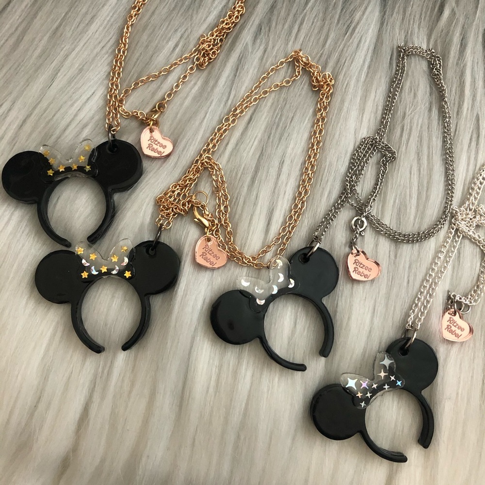 Ritzee Rebel Mouse Ears Resin Necklace - Celestial